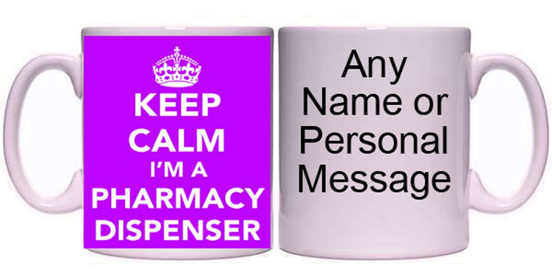 Keep Calm I'm A Pharmacy Dispenser Personalised Mug (M3) 11oz & 15oz Mugs All Trades (11oz, Purple)