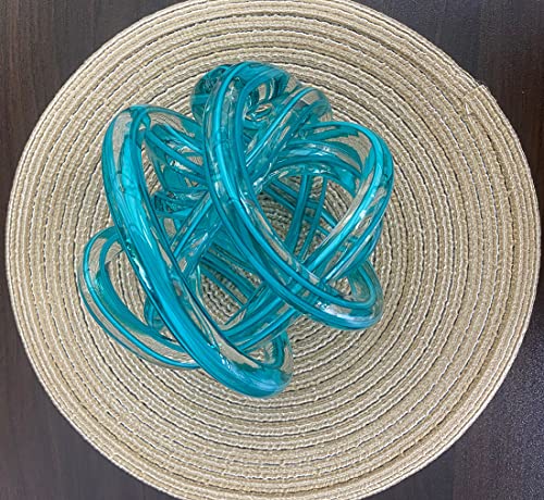 Semeid Glass Decorative Ball Blue,5.9" Large Orbit Glass Ball Decor-Handicraft Glass Sculpture For Desk,Bookshelf Decor (Sky Blue) #TOP2