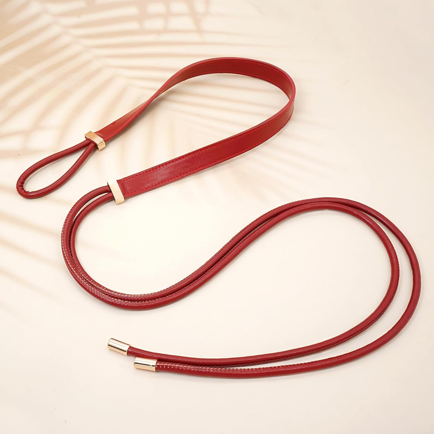 PU Leather Skinny Belts for Women Knotted Thin Waist Belt for Dresses - Image 4
