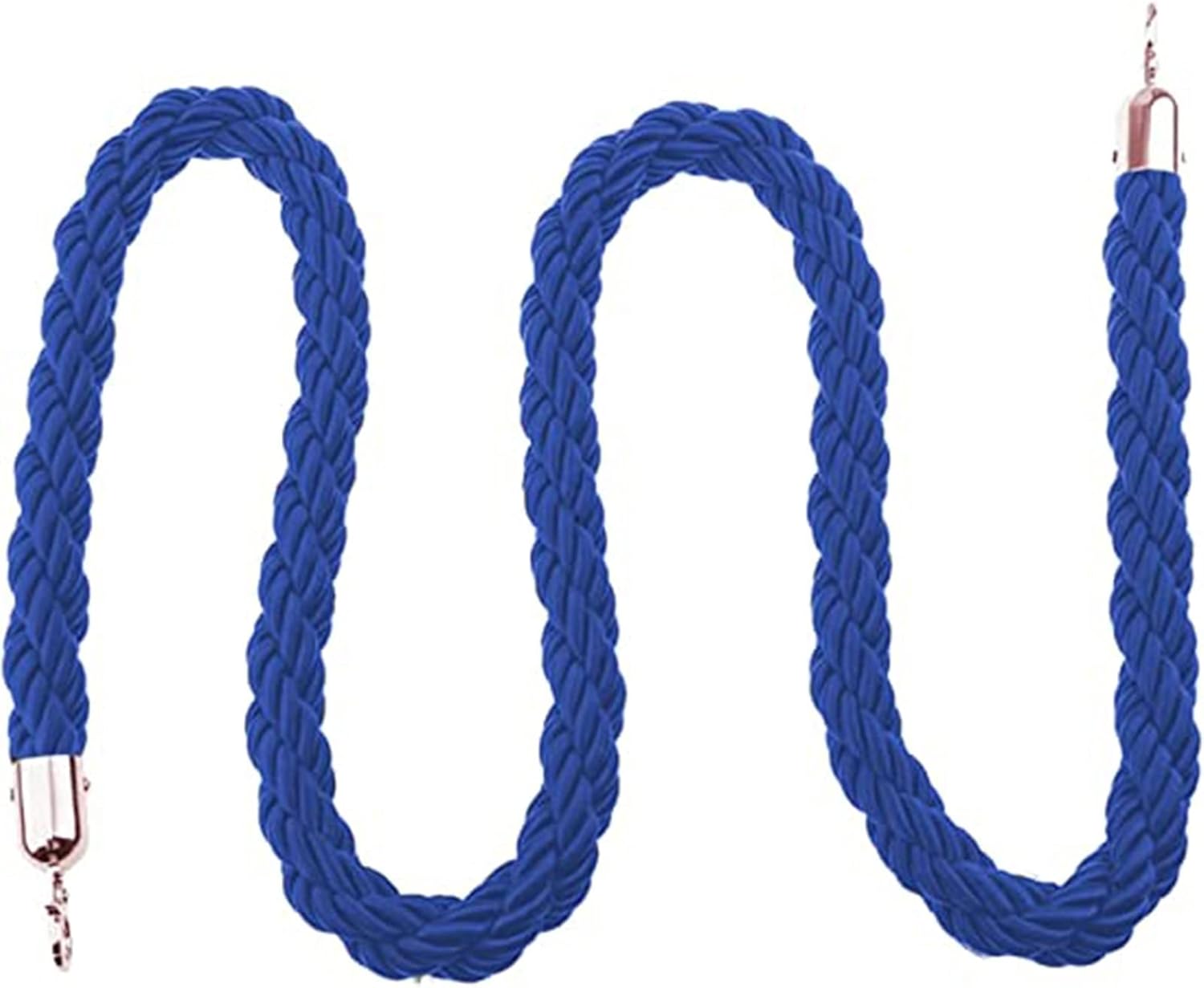 Blue Queue Barrier Ropes with Silver Hook, Black Stanchion Rope 3/4/5/6Ft, Crowd