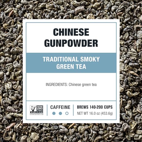 Image of Tiesta Tea - Chinese Gunpowder, Loose Leaf, Traditional Smoky Green Tea, Premium Aromatic Blend, Medium Caffeinated, Make Hot or Iced & Brews Up to 200 Cups, 16 Ounce Resealable Bulk Pouch