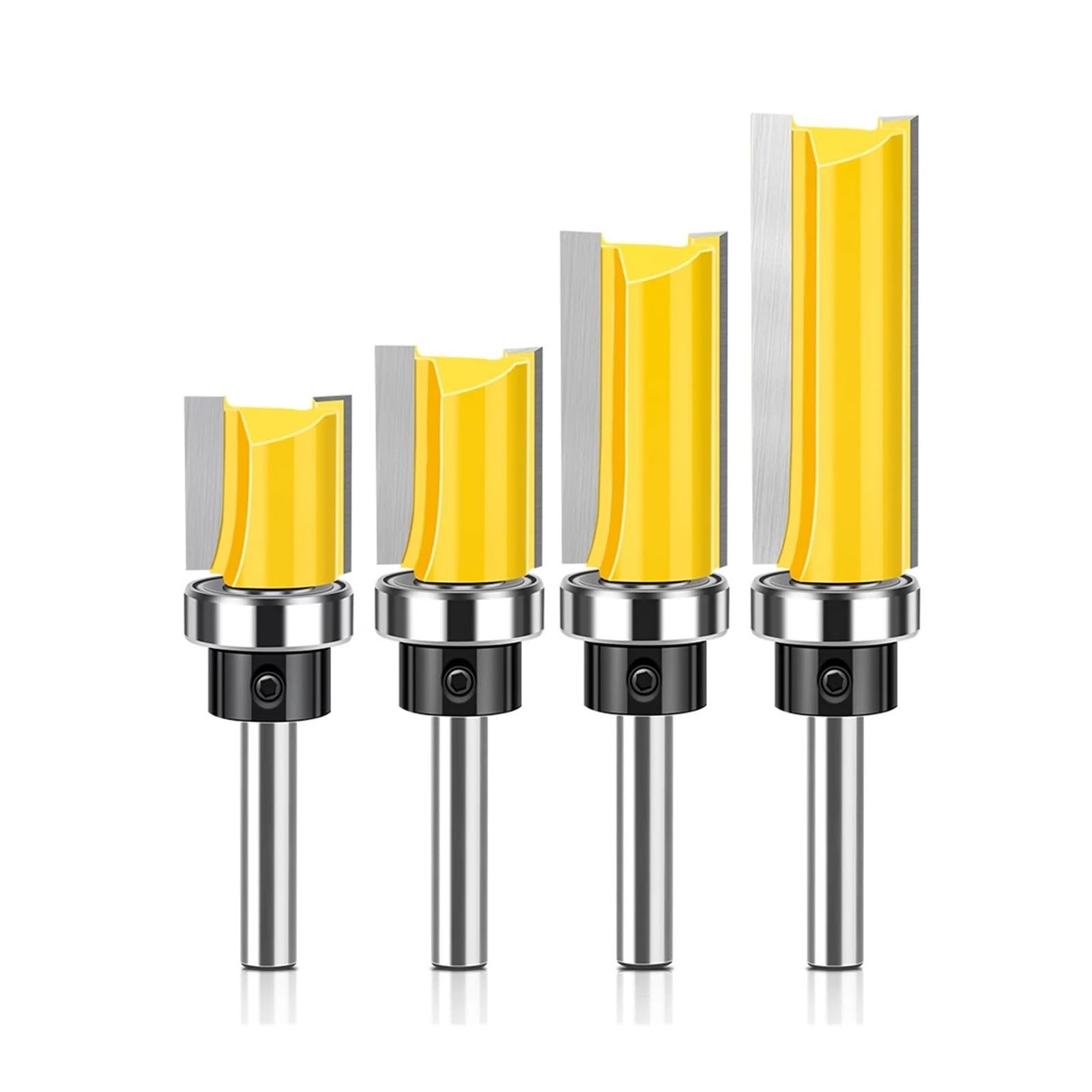 1/4 Szt. Łożysko Trzpieniowe 8mm Wzór Wykończenia Płaskiego Frez Do Obróbki Drewna Profilowania Prostych Krawędzi I Przycinania(4Pcs 8mm Shank)