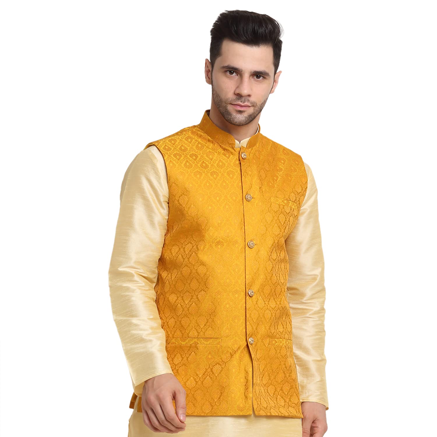 kraft india Men Silk Blend Paisley Nehru Jacket Only-picture-47