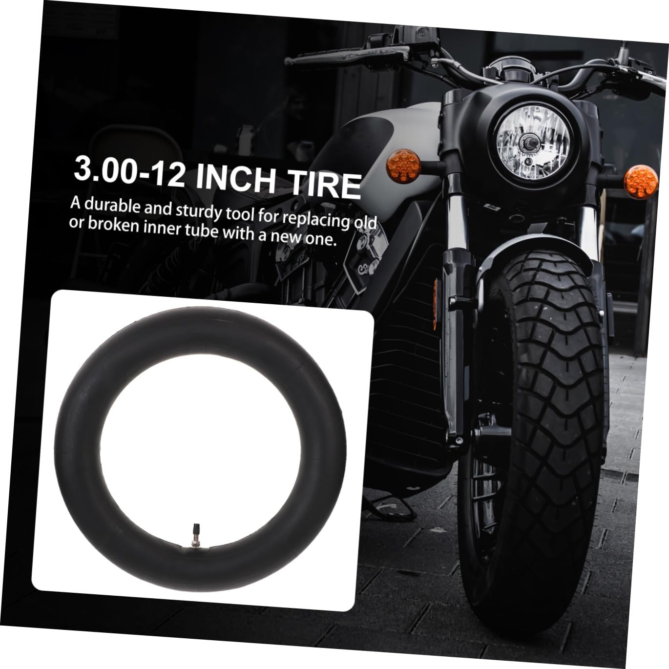 Cámara de Aire 3.00-12 80/100-12 de Goma Negra para Moto Todoterreno