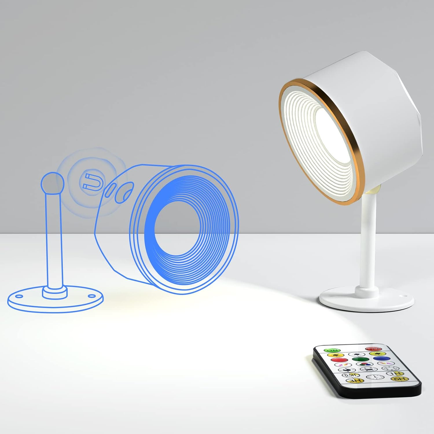 Wireless Wall Light, 1 Pack Battery USB Rechargeable Spotlight Light