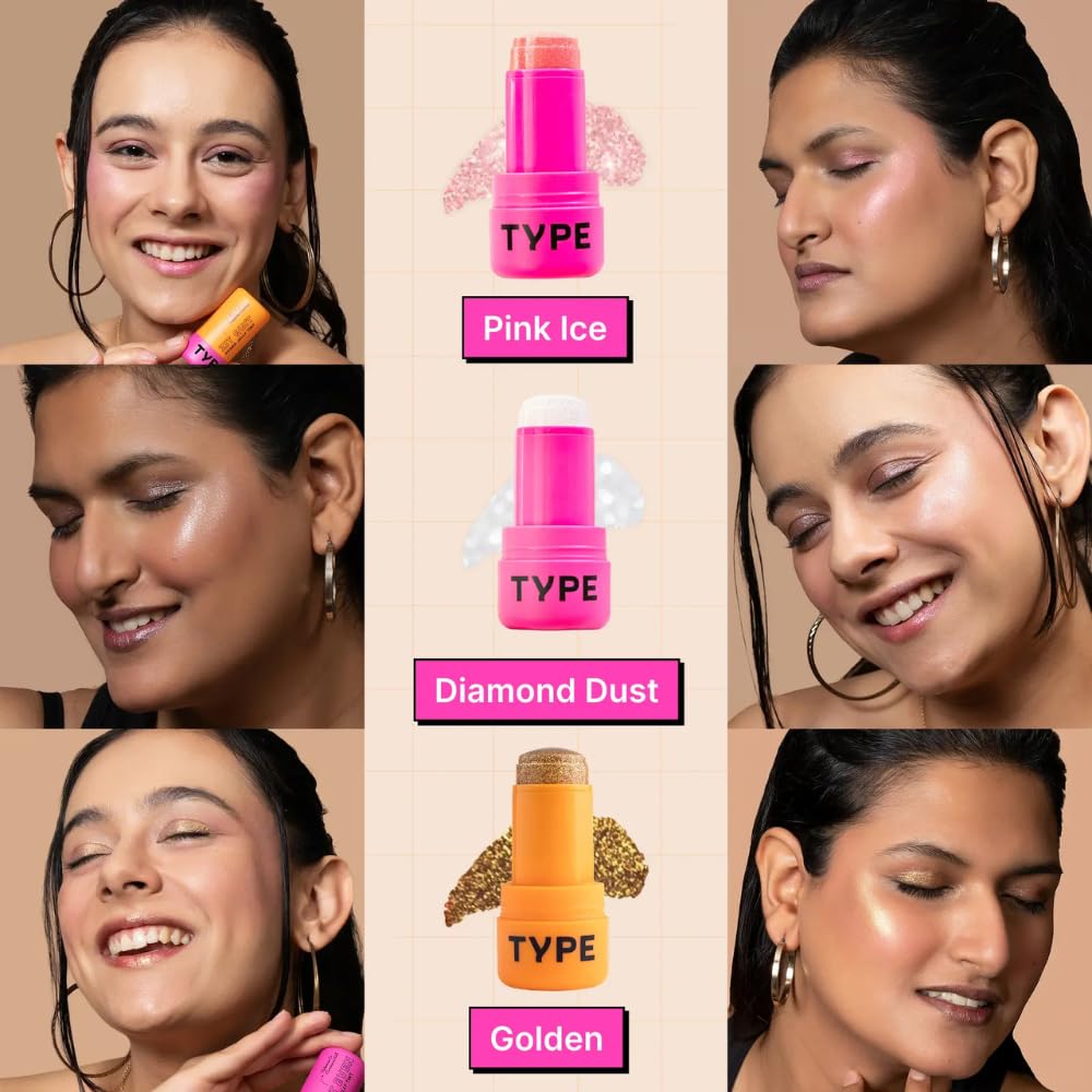 Type Beauty Inc. Soak It Hydra Jelly Tint - Cheeks, Lips, Eyes For Deep Hydration and Anti Aging - Gold Flakes 90 4