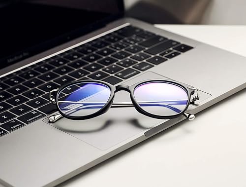 Miniatura 5 de COASION Lentes de bloqueo de luz azul para mujer, estilo vintage, redondas, antirrayos azules, lentes para juegos de computadora