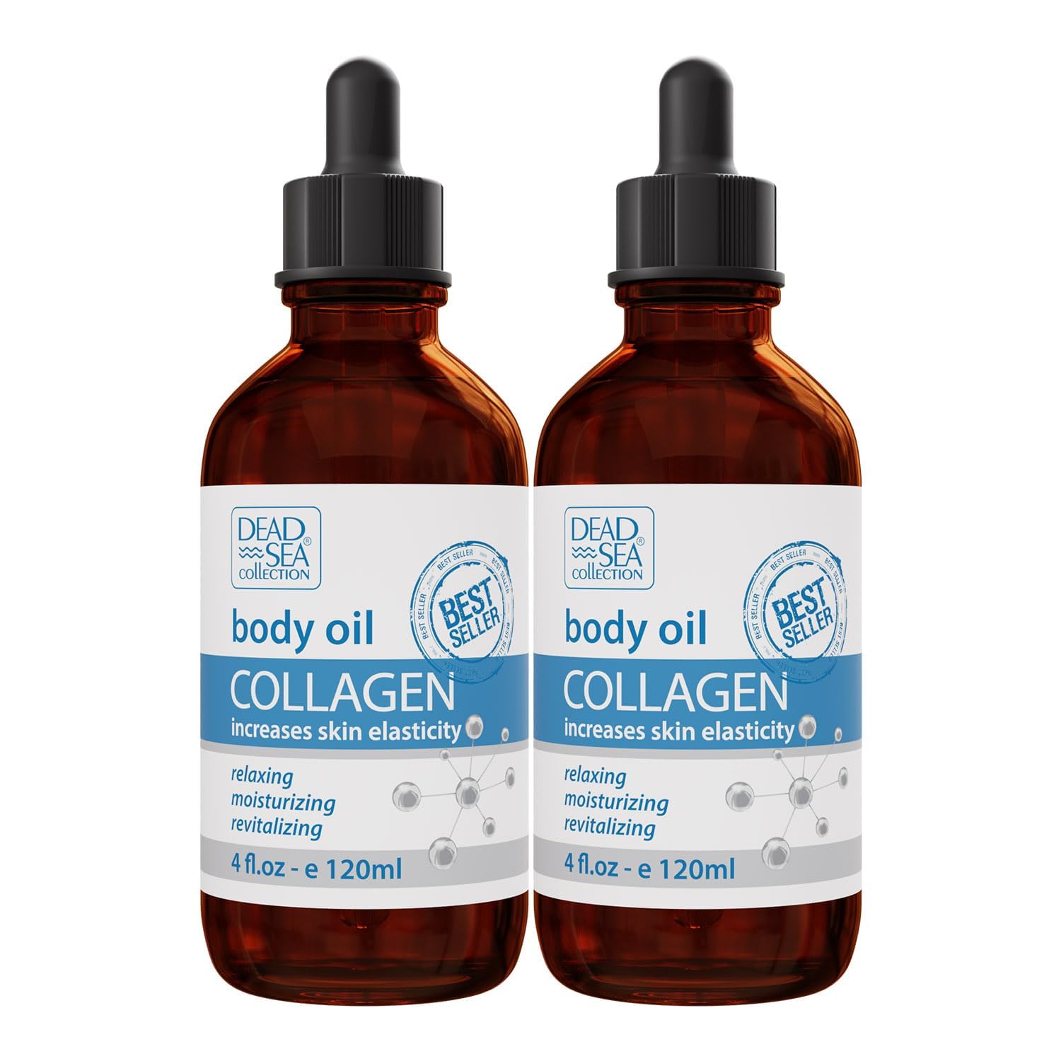 Body Oil for Dry Skin - Collagen & Vitamin E - Moisturizing & Nourishing, Anti-Aging & Skin Elasticity Support for Face Pack of 2 (4 Fl. Oz Each)