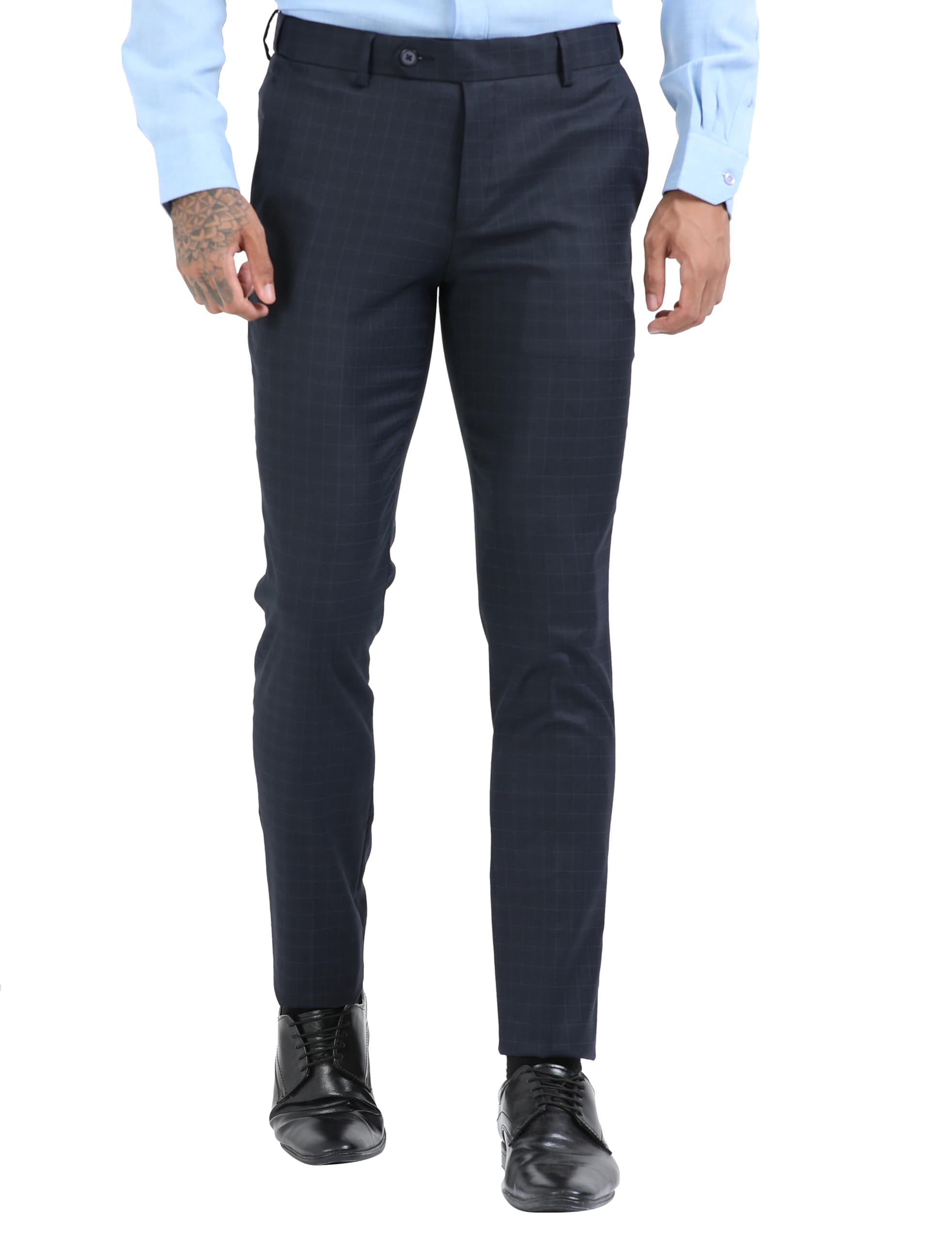 mc henry Men's Checkered 2-Inch Techno Flex Waist Expandable Slim Fit Wrinkle Free Elite and Luxurious Formal Trousers for Men-picture-37