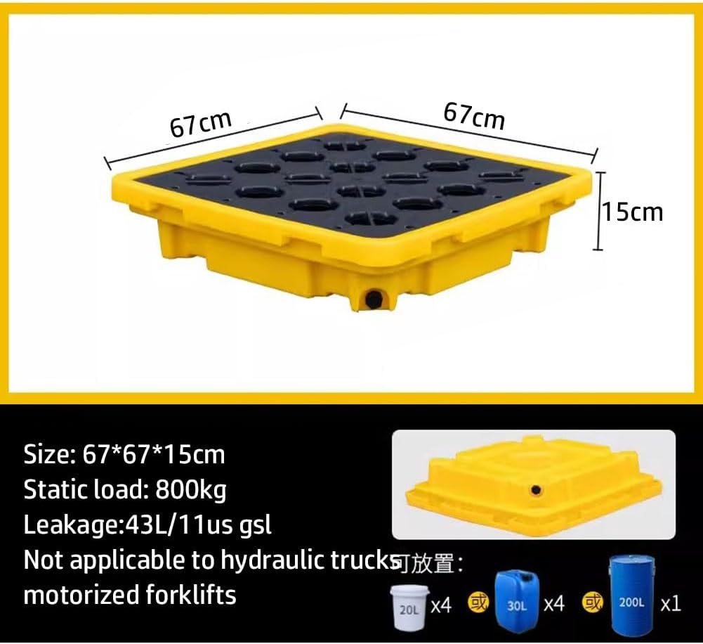 Anti Leak Spill Containment Pallet Modular Oil Tank Tray Leak Proof Spill Platform for Drums Plastic Spill Tray 123x105x17cm Oil Spill Solution