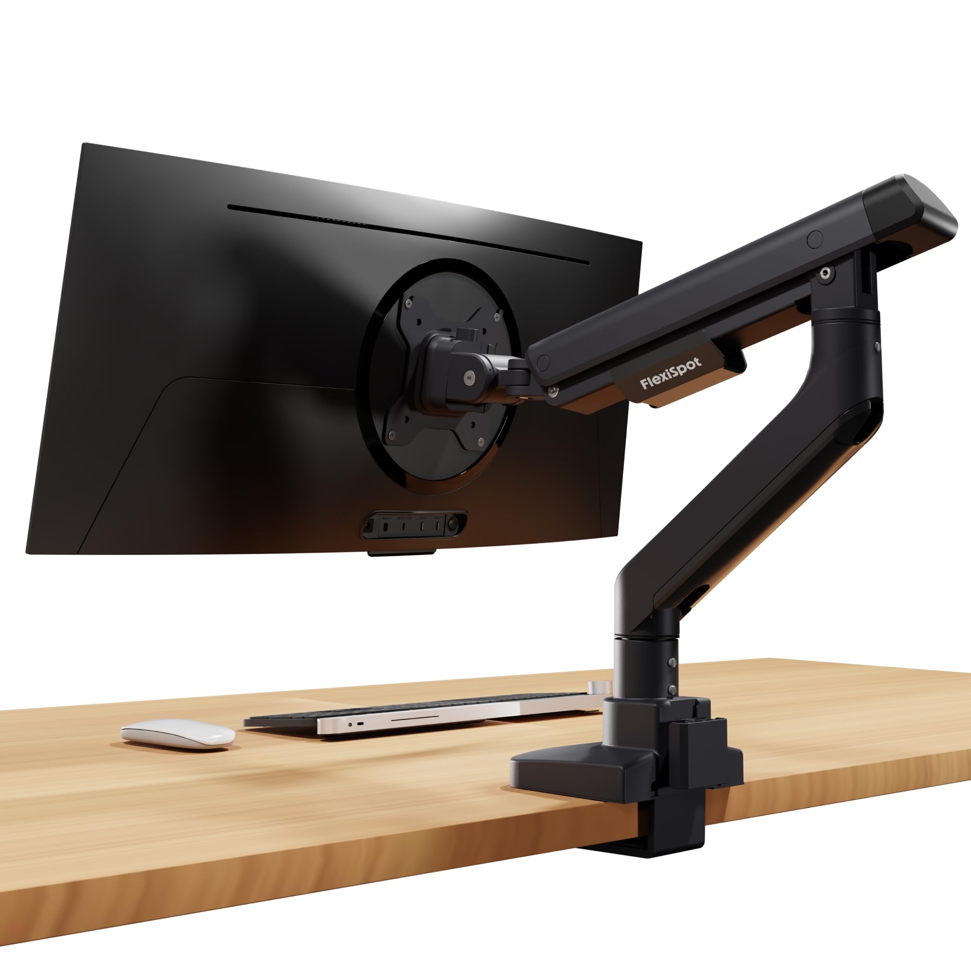 FlexiSpot Single Monitor Arm, Premium Aluminum Monitor Desk Mount Fits Screen up to 39 Inches, Fully Adjustable Monitor Stand with C-Clamp &amp; Grommet Base, Holds 6.61 to 26.46 lbs, Black