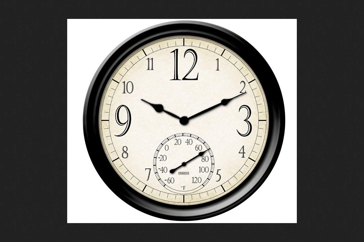 Springfield Decorative Outdoor Clock with Thermometer, 14-Inch