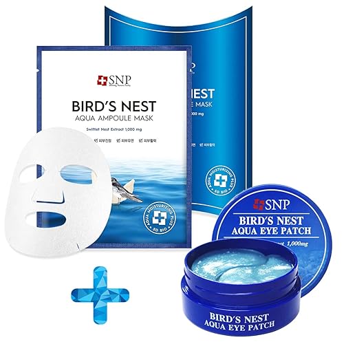 Bird's Nest 10 hojas Aqua Masks y 60 parches para los ojos, mascarilla hidratante coreana Máxima hidratación y protección para todo tipo de piel