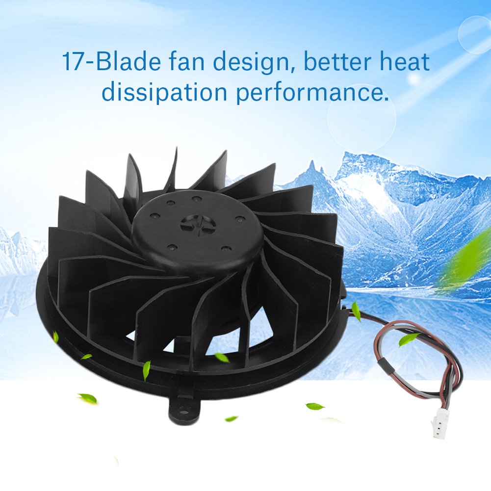 Zerone Replacement Internal Cooling Fan 17 Blades, Cooling Fan Cooler for Sony Playstation 3 PS3 Slim Game Console Repair Part Kit Black