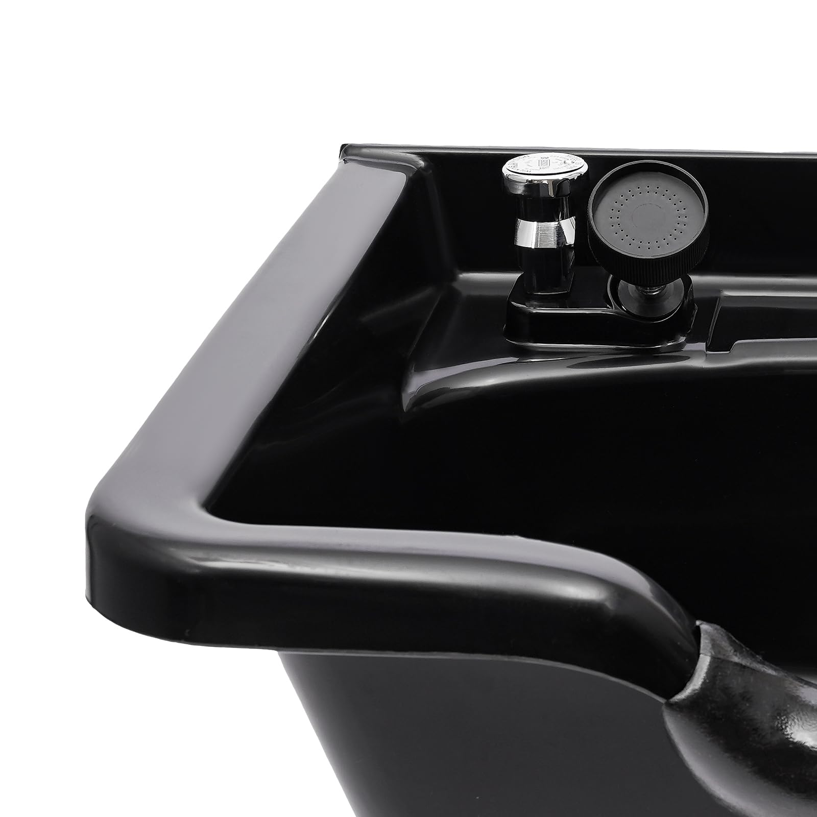 Schwarz Haarwaschbecken Friseur,Shampoowanne mit Wasserhahn,Wandmontage & Montage an Stuhl(nicht enthalten) Waschbecken mit Nackenstütze,Salons Shampoo Bowl Rückwaschbecken,55,5×50×25 cm