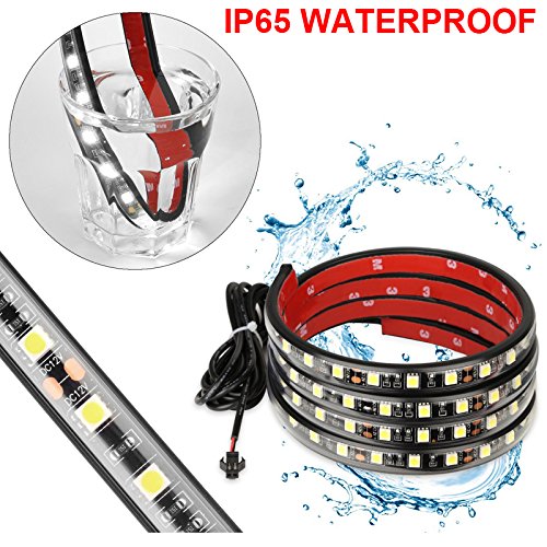 GTP 2X 60 LED Truck Bed Cargo Light Strip Bar Unloading Work Lighting Kit with ON/Off Switch 2-Way Splitter IP67 Waterproof for Trucks Pickup Cargo Van RV Trailer Camper Boat