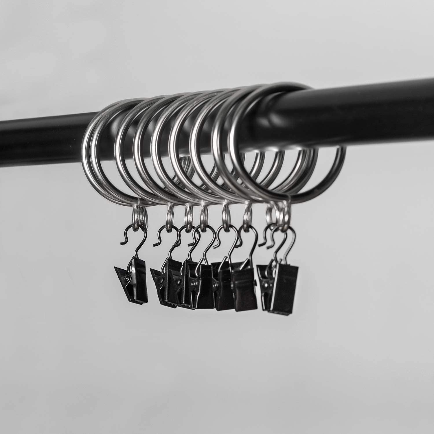 50 Anneaux De Rideau Noirs En Métal - Diamètre Intérieur 38 Mm - Pour Tringle Jusqu'à 35 Mm - Rideaux, Portes, Douche