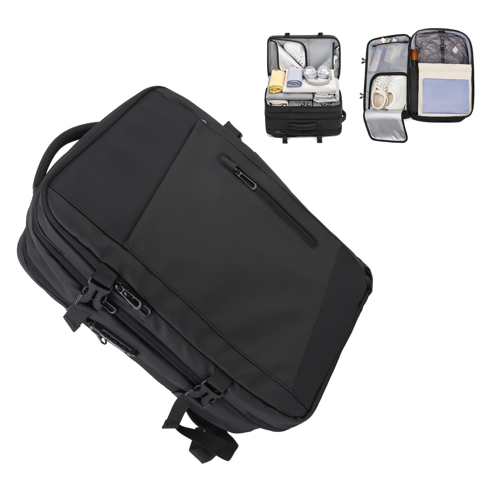 Jectse Sac à Dos de Compression de Voyage, Sacs à Dos de 18 Pouces Extensibles pour Ordinateur Portable, avec un Verrouillage Anti-vol Transporte un Sac à Dos, un Sac de Voyage