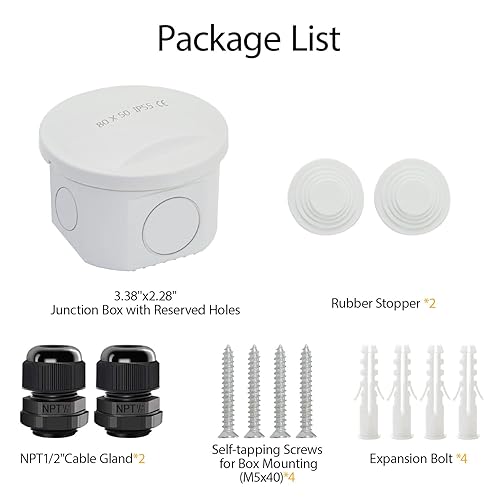 Miniatura 7 de LeMotech Caja de conexiones, caja eléctrica IP55 resistente al agua a prueba de polvo ABS plástico proyecto recinto para electrónica blanco, tamaño