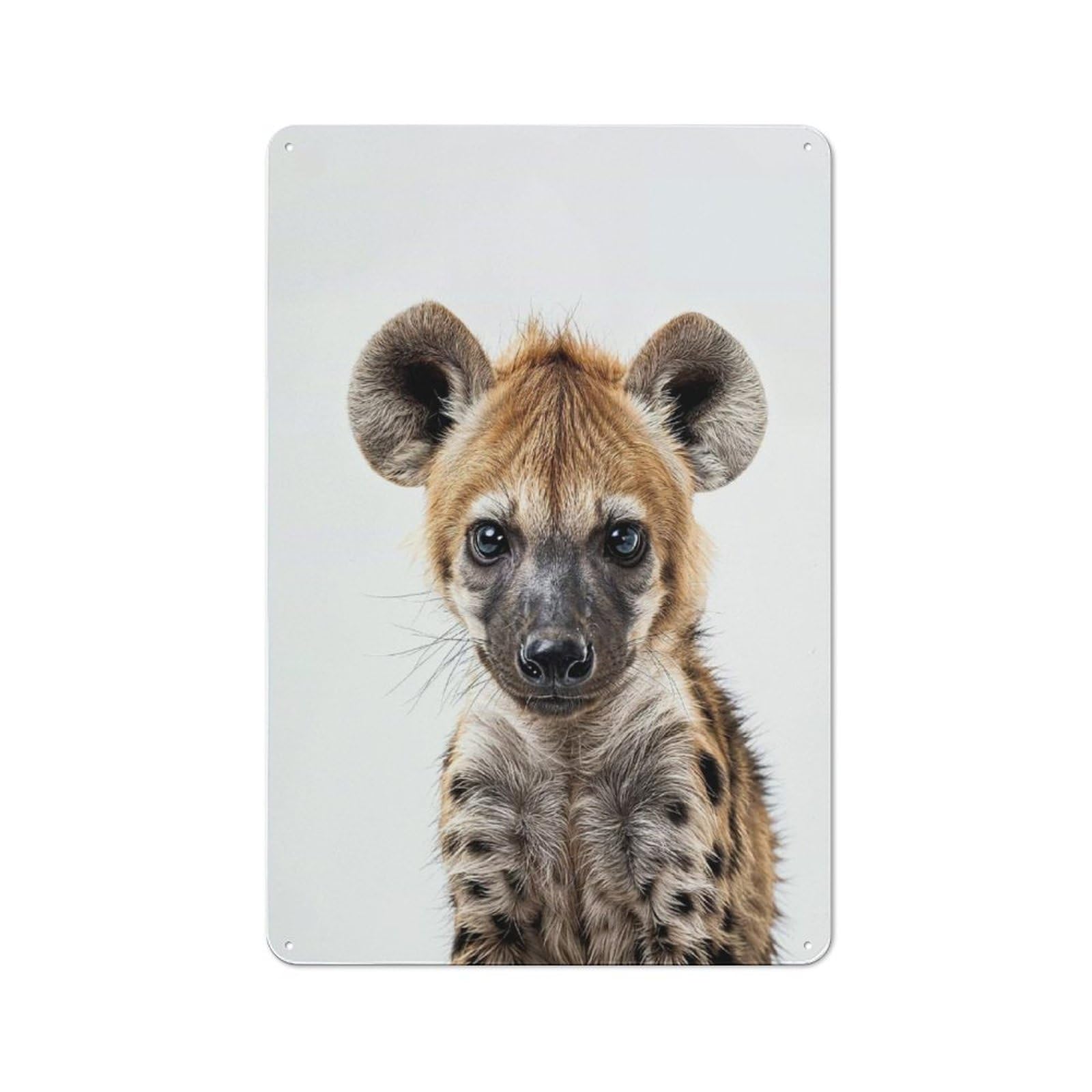 Junmoney Style-6 Cute Baby Hyena Cottage Style Metal Wall Decor 30X20cm, Tin Wall Plaque For Kitchen, Cottage, Porch Or Garden Room
