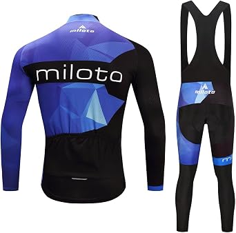 Uriah Men's Cycling Jersey Bib Pants Black Sets Long Sleeve Reflective