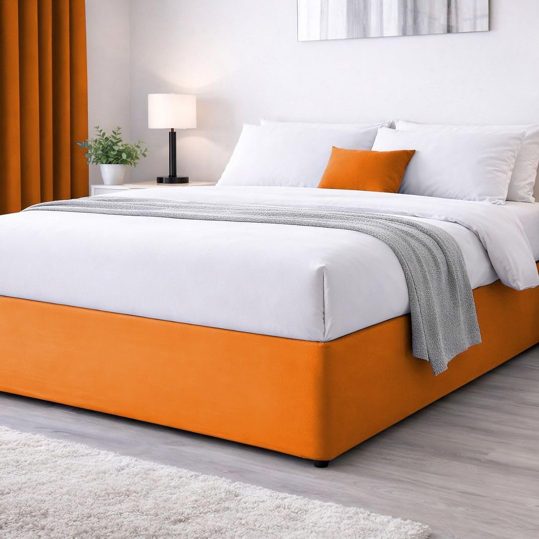 John Aird Elasticated Bed Valance Divan Base Cover Skirt (Orange, Single)