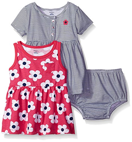 Gerber Baby Three-Piece Dress and Diaper Cover Set, Big Flowers/Exclusive, 6-9 Months