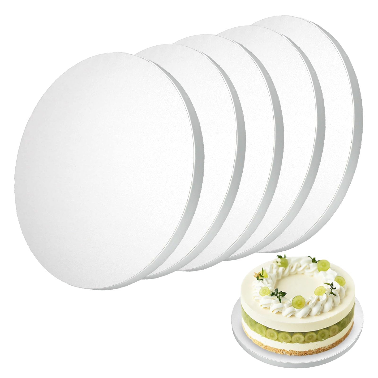 5 Plateaux à Gâteau En Carton Rond - Diamètre 25,5 Cm, épaisseur 1,2 Cm - Anti-graisse, Réutilisable - Pour Pâtisserie, Anniversaire, Mariage