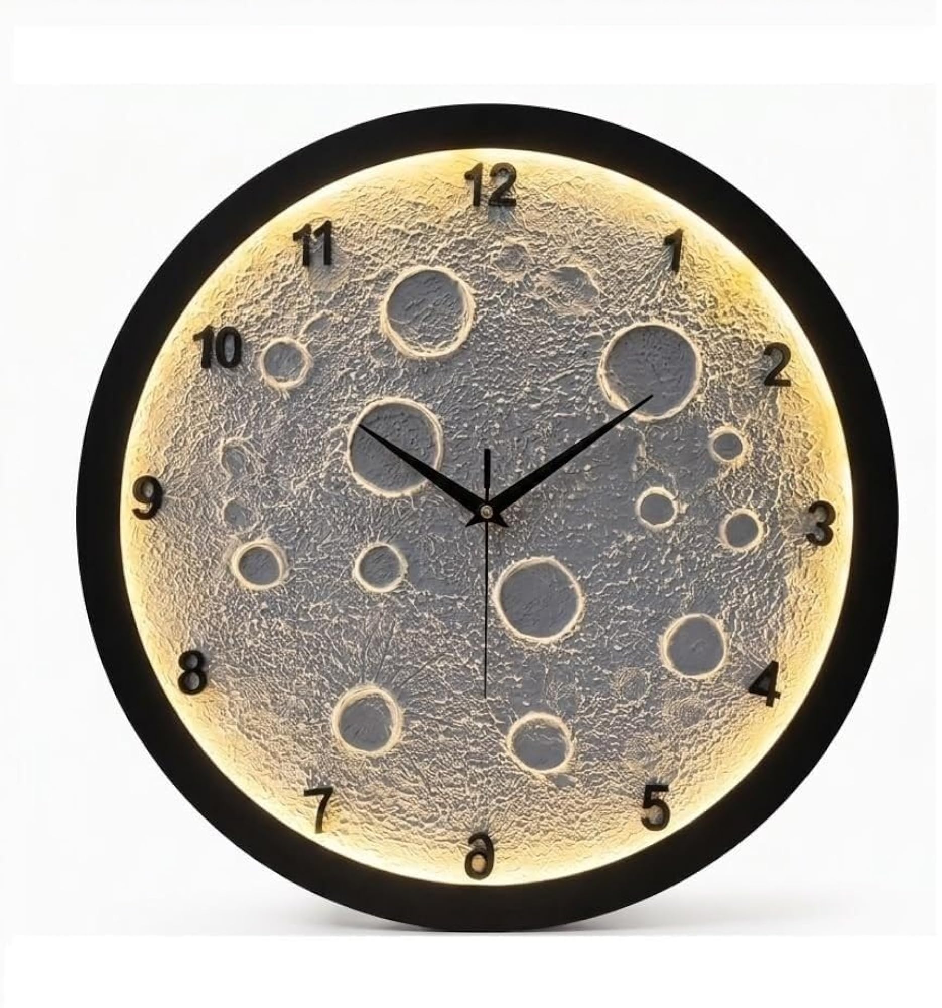 3D Moon Lunar Wall Clock for Unique Decor
