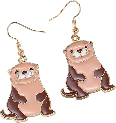 Otter Dangle Earring Funny Animal Earing Cute Wild Animal Otter Earring for Women Friend