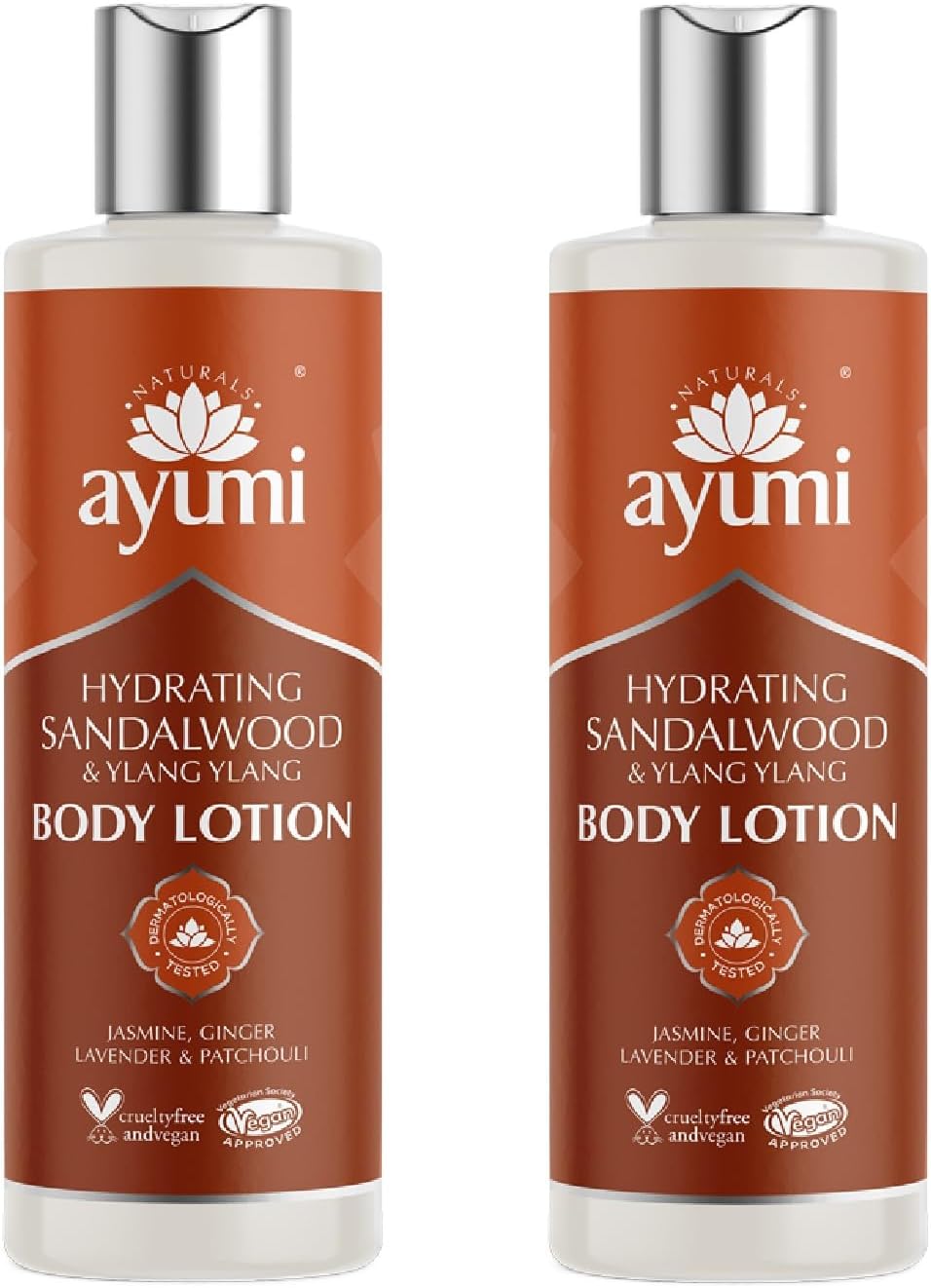 Sandalwood & Ylang Ylang Body Lotion | Hydrating Body Lotion for Dry Skin | Aromatherapy Body Moisturiser with Lavender | Hand Cream to Soften the Skin | Moisturiser for Men & Women | 2 x 250ml
