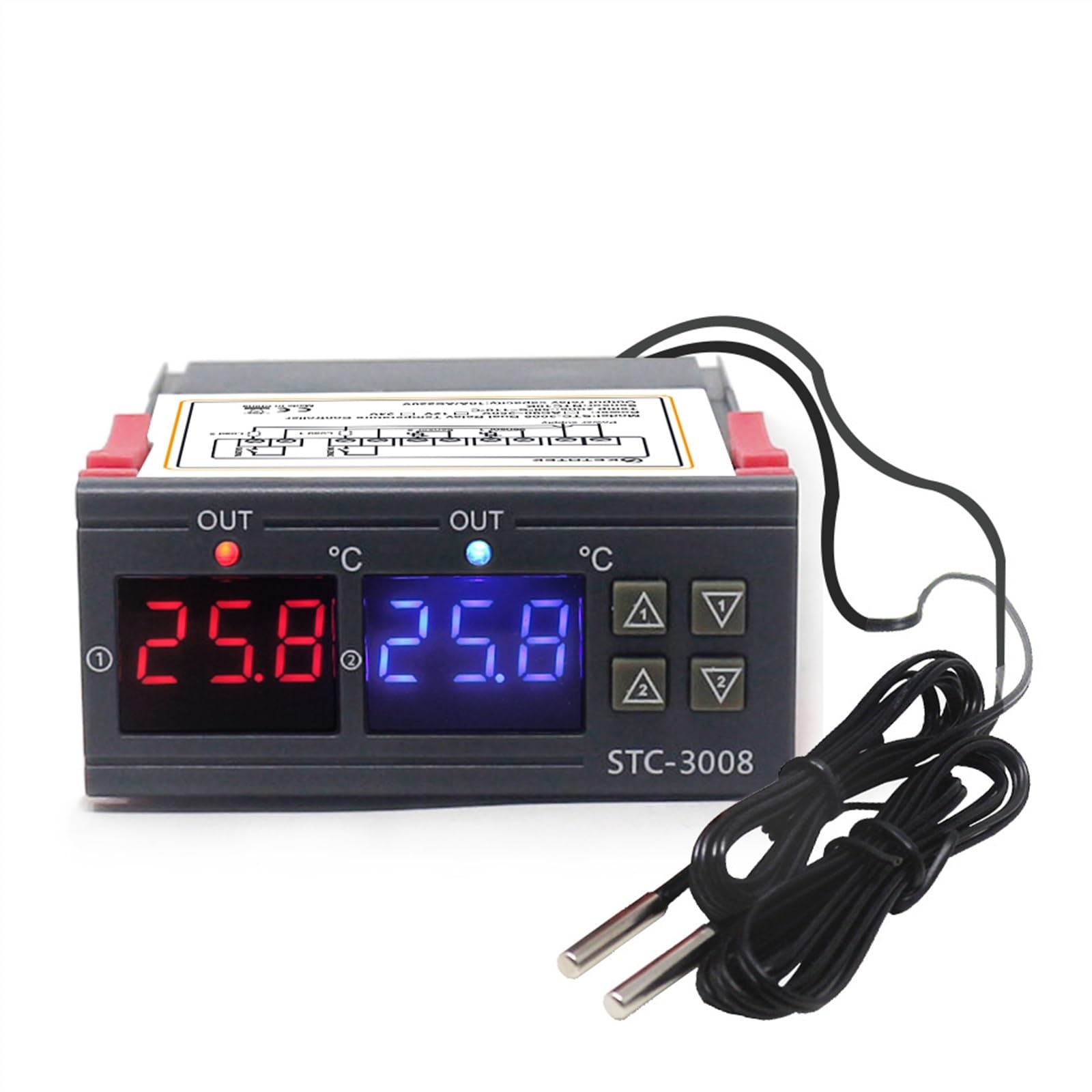 ZXAOMMBEA Digital Incubator Thermostat Temperature Controller Two Relay Output Thermoregulator 10A Heating Cooling STC-3008(12v Stc-3008)
