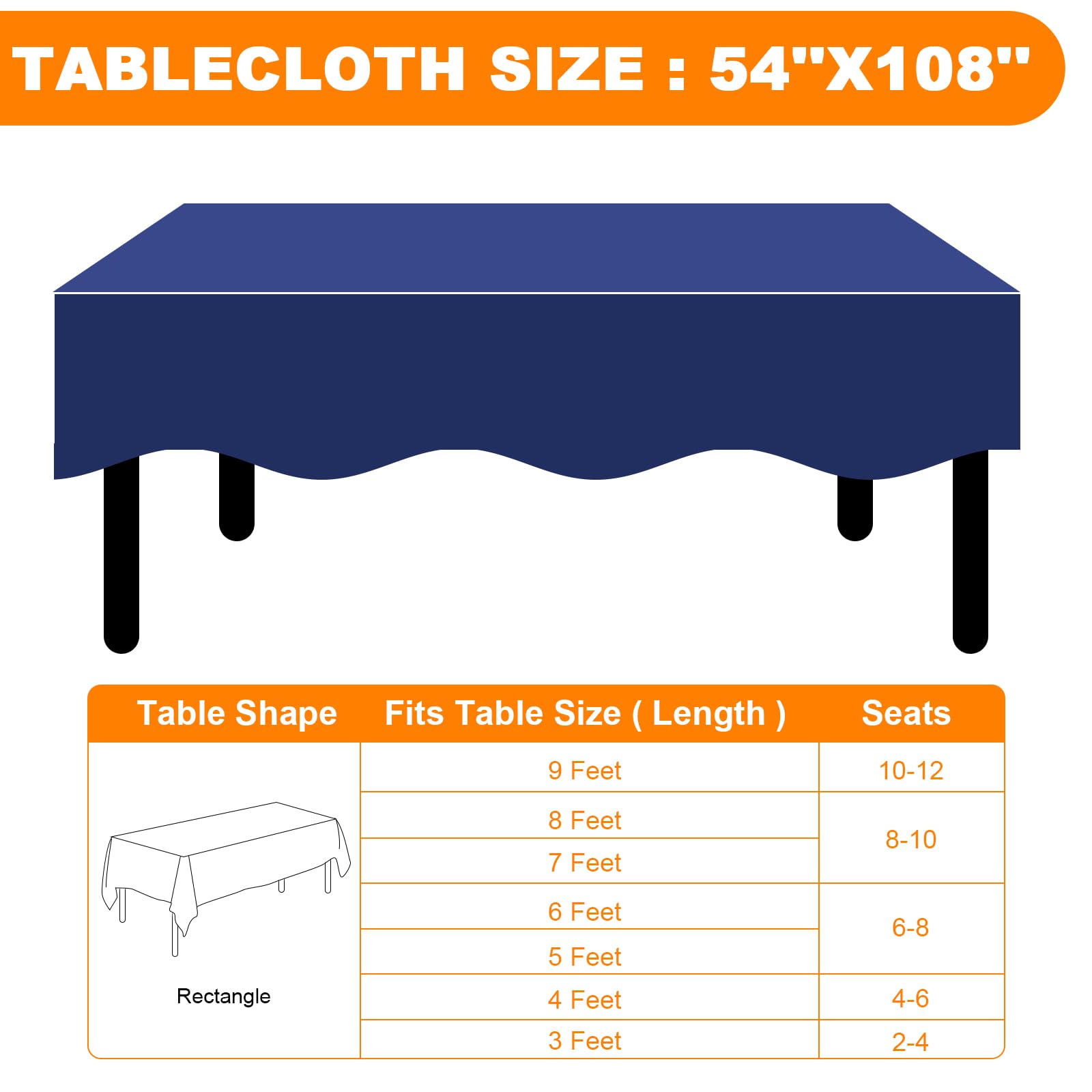 RowinsyDD Paquete de 40 manteles desechables de plástico azul, de 54 x 108 pulgadas, para mesas rectangulares, manteles desechables para cenas, fiestas, barbacoas, bodas, al aire libre