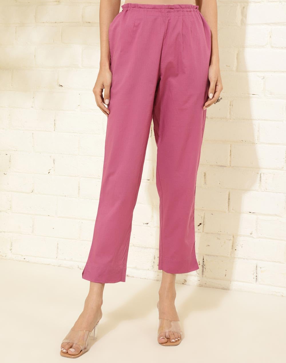 Fabindia Women's Regular Casual Pants (2124217Wine_Magenta