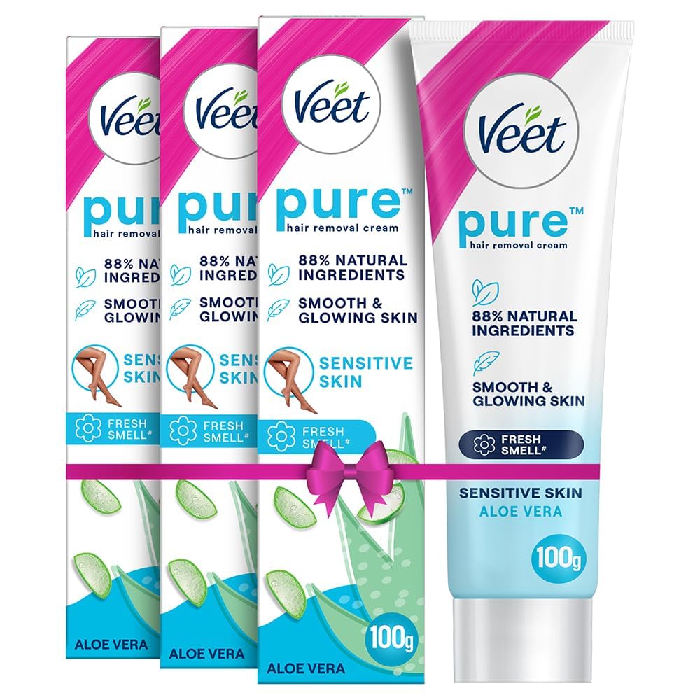 V.e.e.t. Pure Hair Removal Cream For Sensitive Skin, 3 Pack, 100g, With Aloe Vera