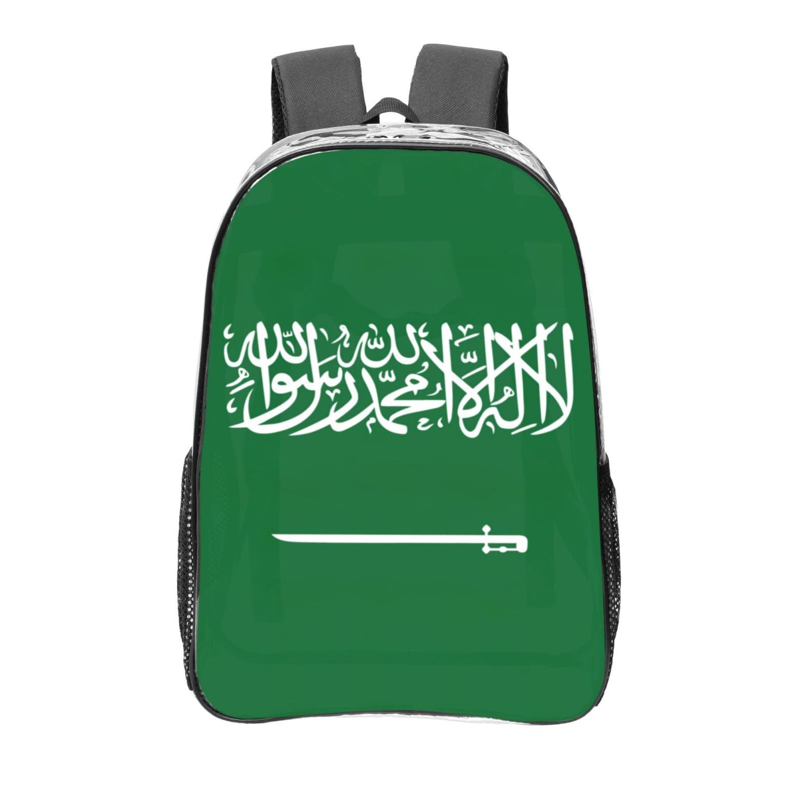 Mochila transparente resistente con bandera saudí impermeable para conciertos 8