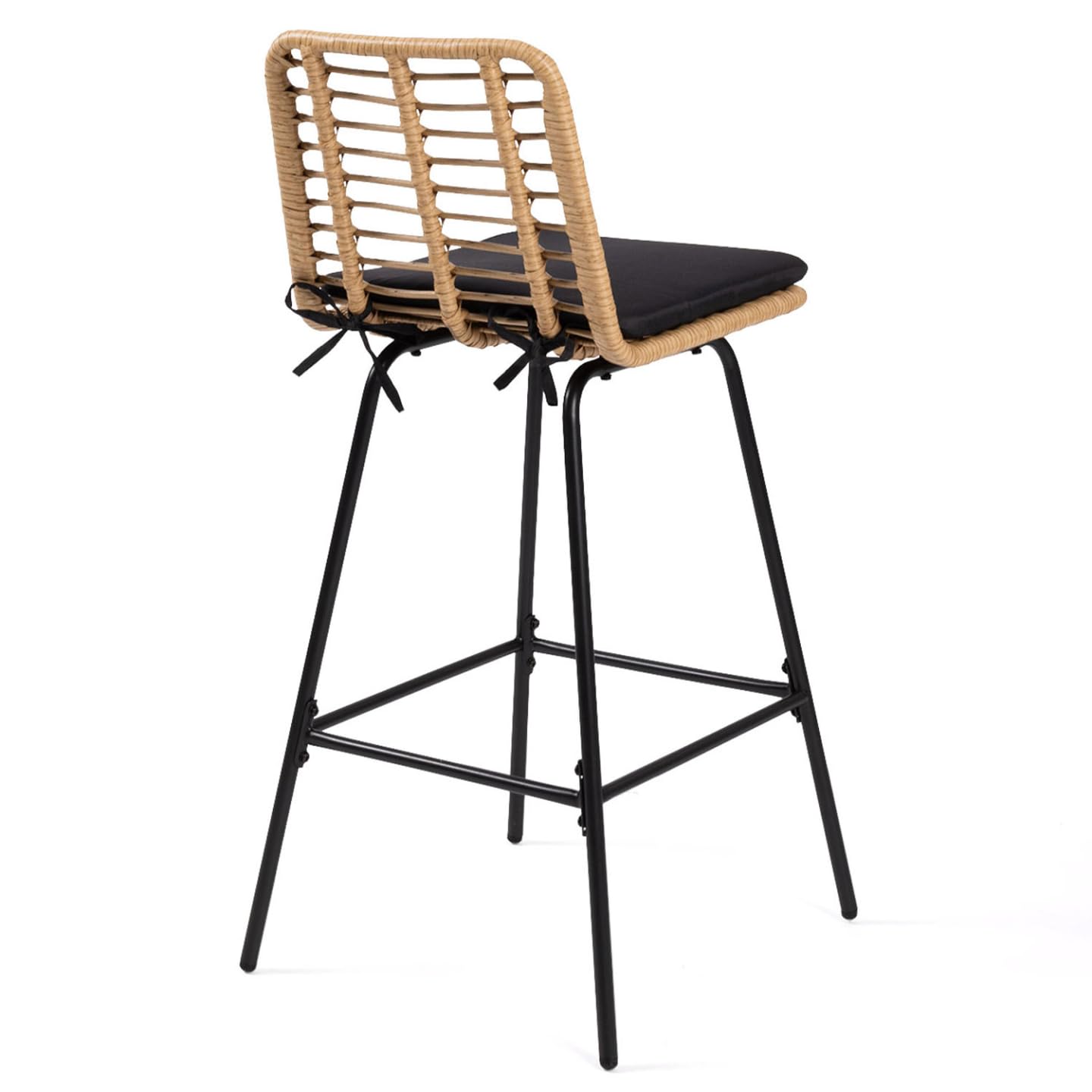 IDMarket - Lot de 2 tabourets de Bar Summer Effet rotin Pied métal Noir
