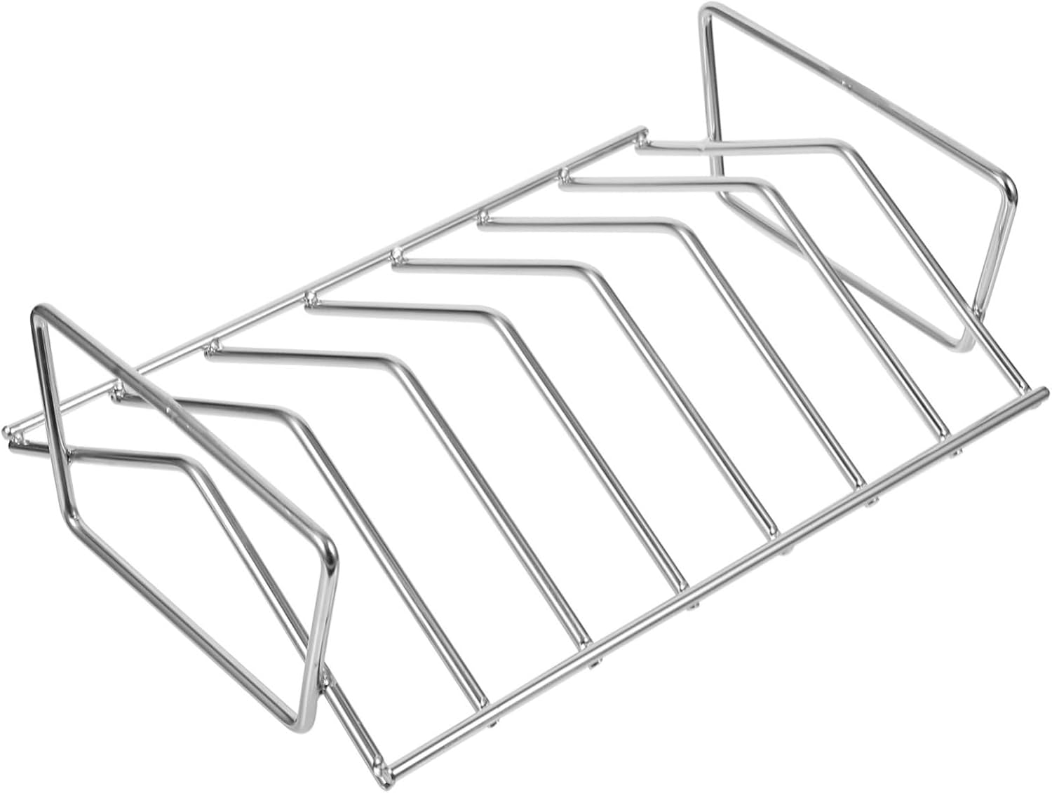 POPETPOP Outdoor Portable Rib Rack Stainless Steel Barbecue Grill for Home Camping Durable Design for Ribs Easy Clean BBQ Accessory for Outdoor Cooking