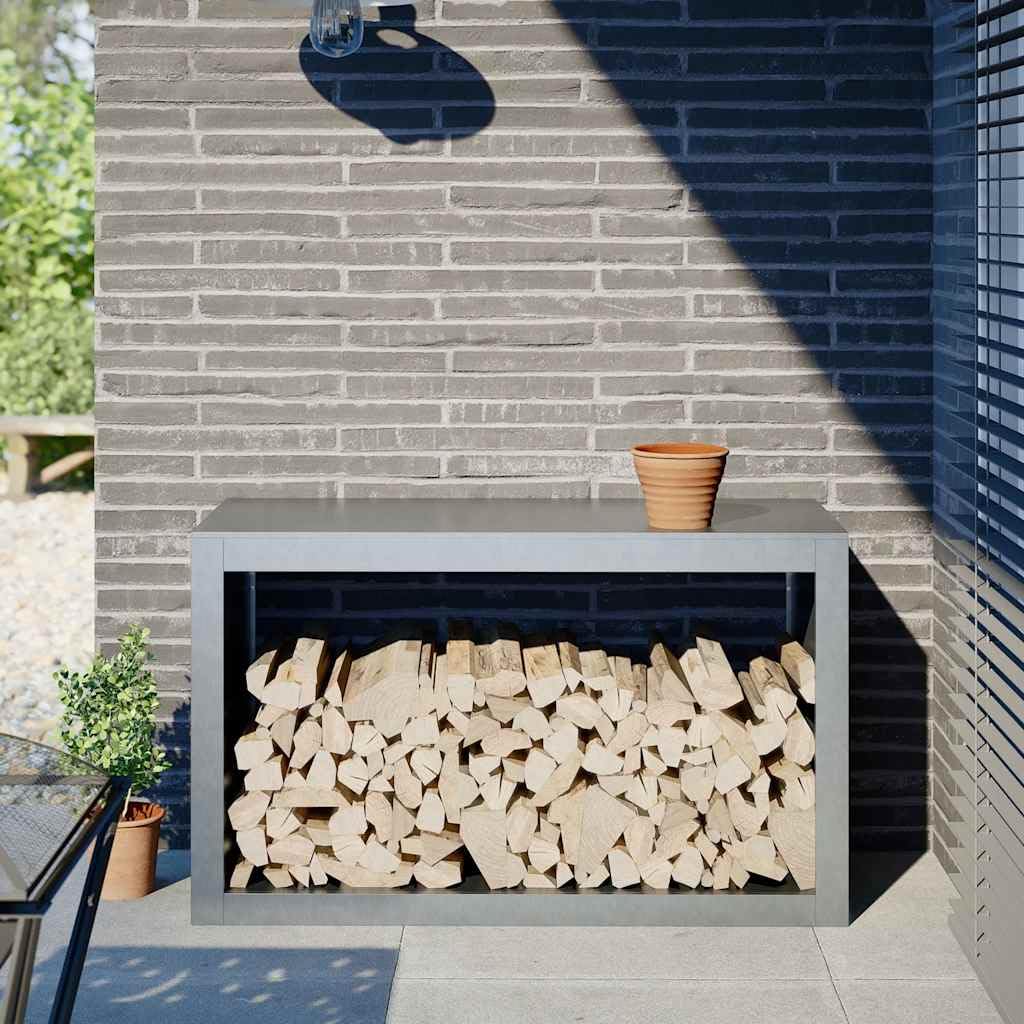 Brennholzregal aus verzinktem Stahl 100x40x60 cm, robustes Feuerholz Regal für Kamin und Ofen, praktischer Holzständer für Innen und Außen