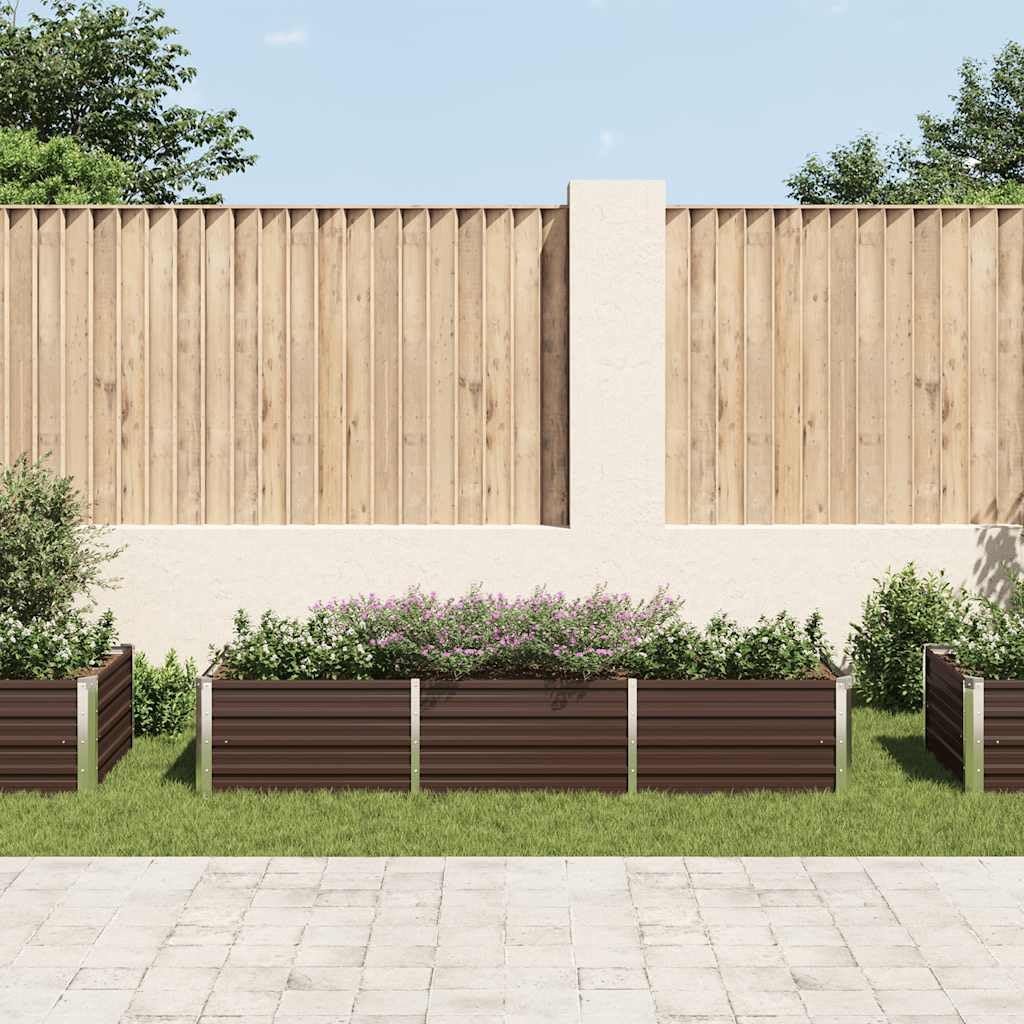 Letto Rialzato da Giardino 240x80x45 cm Orto in Acciaio Marrone | Vasca rettangolare in acciaio per orto e fiori, adatta per organizzare gli spazi verdi in giardino, patio o balcone