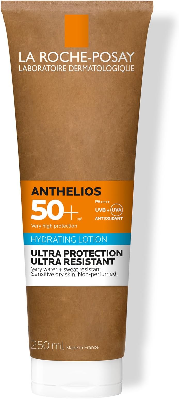 Anthelios Hydrating Body Lotion SPF50+, Broad-Spectrum Sunscreen, UVB and UVA Protection, Lightweight Non-Greasy Formula, Suitable for Sensitive Dry skin, 250ml