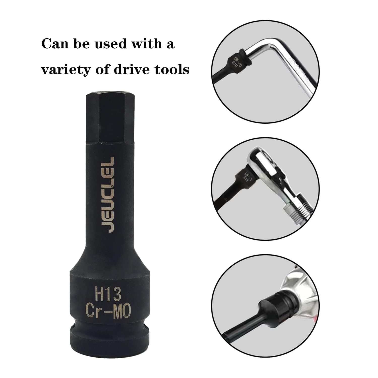 JEUCLEL 13mm Hex Impact Bit Socket, H13 1/2-Inch Impact Drive Allen Socket - Image 3