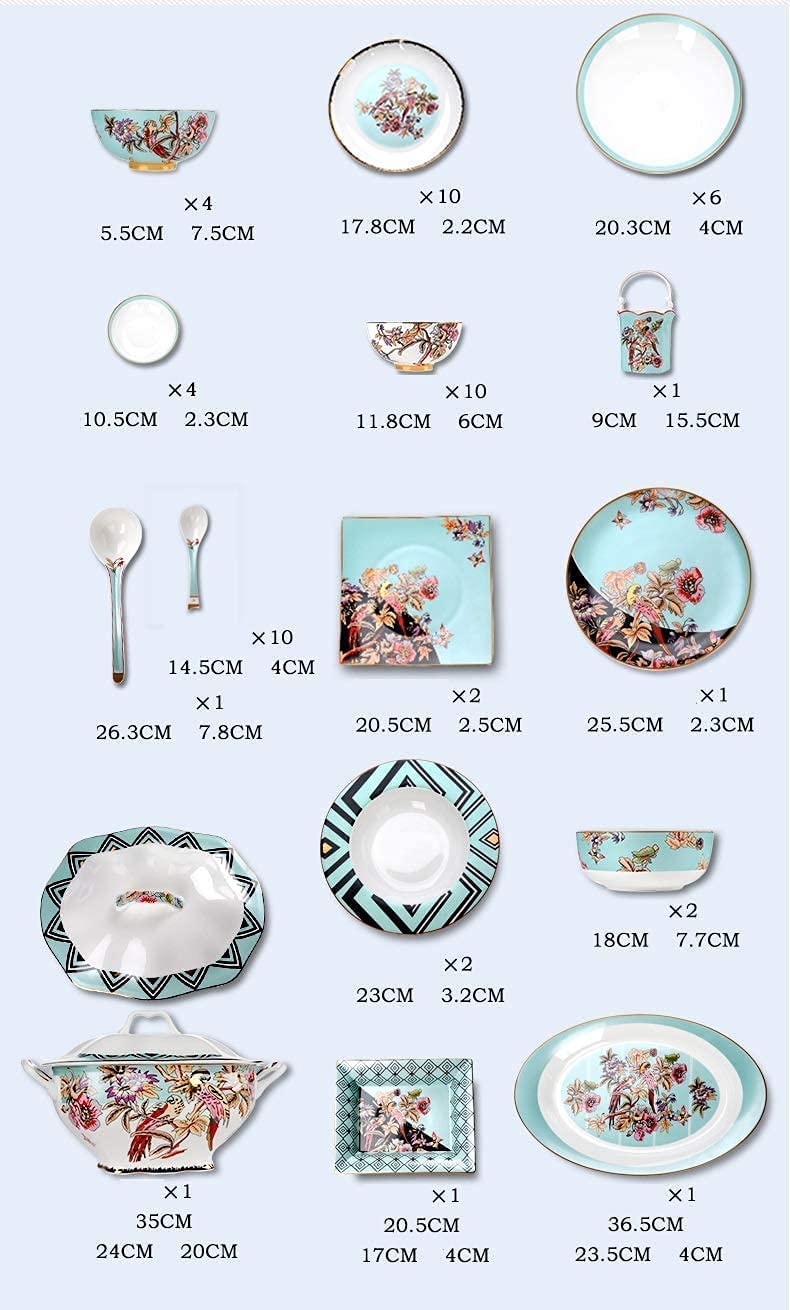 H3TF5J Luksusowe rodzinne zastawa stołowa, 20 sztuk porcelanowych zastawy stołowej, zastawa stołowa dla 10 osób, pomalowane złoto ceramiczne zastawa stołowa, wielofunkcyjna miska z zupą z głębokim