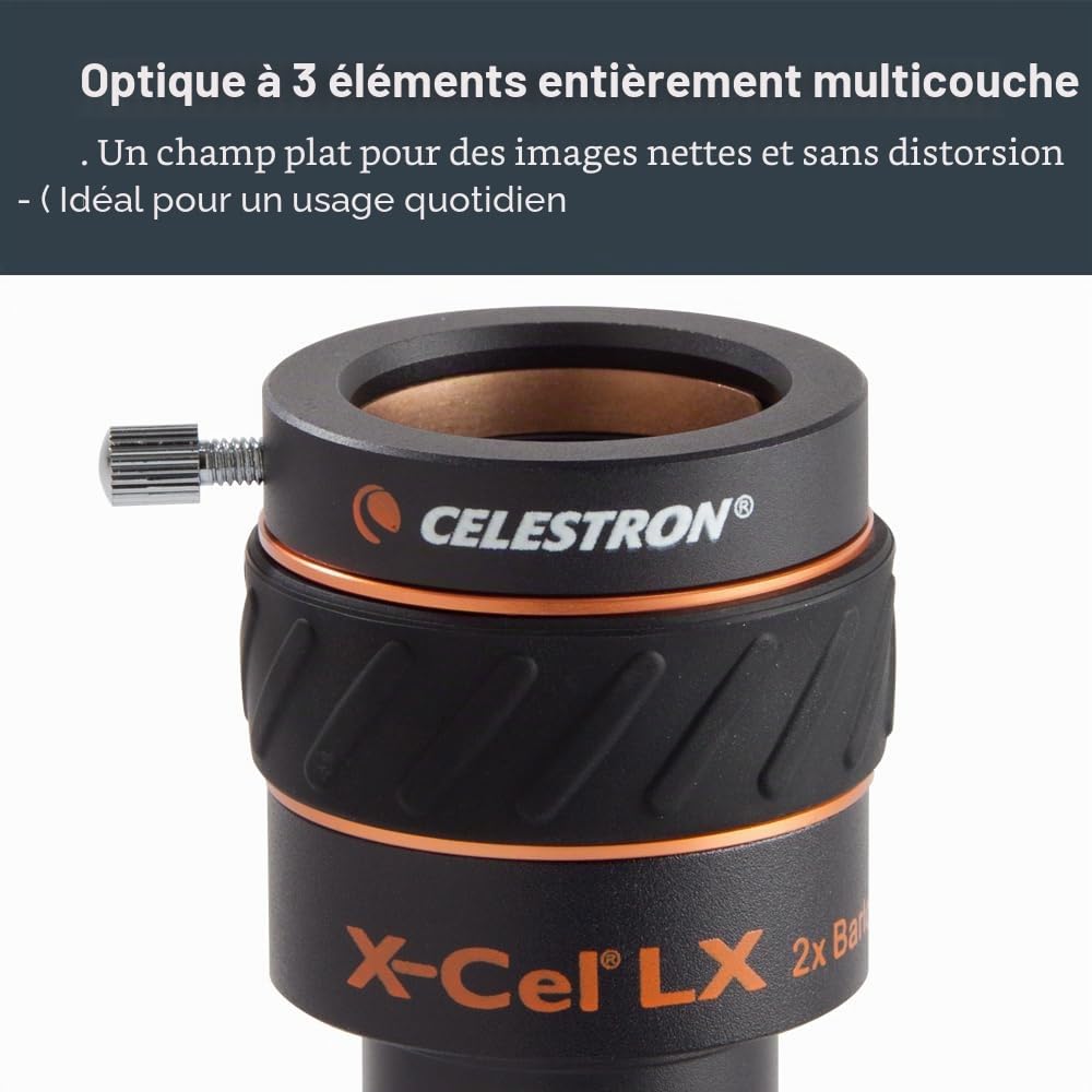 Celestron X-CEL LX Series 2x Barlow Lens, Black