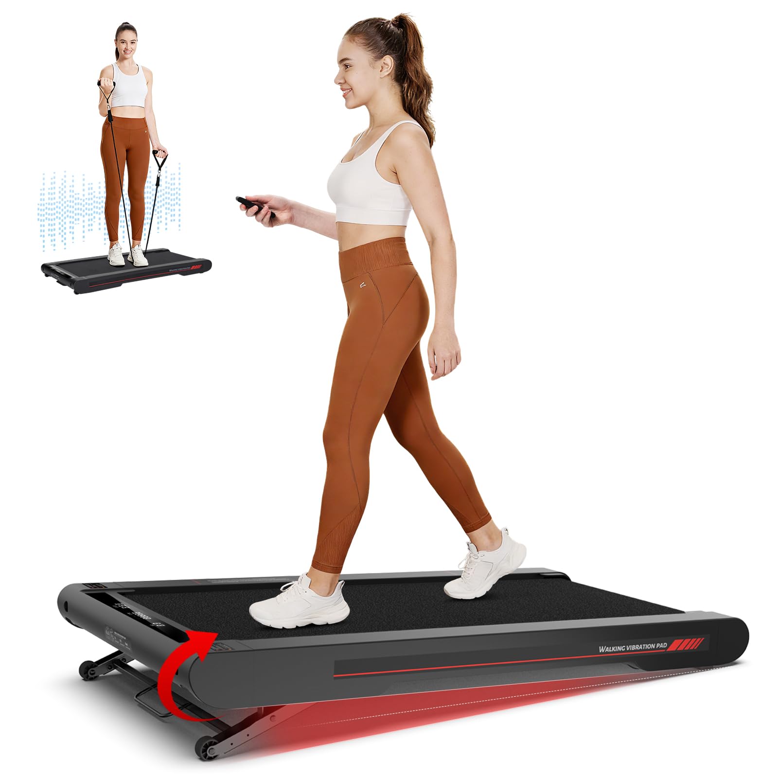 Sperax Walking Treadmill Pad with APP, 3 in 1 Under Desk Treadmill, 400W Low Noise Walking Vibration Pad with Remote Control,Portable Treadmills for Home Office