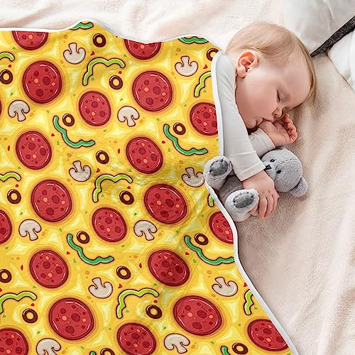 Image of Swaddle Blanket for Pizza Food Baby Receiving Blanket Muslin Baby Swaddles Soft Cotton Breathable Nursery Blankets for Unisex Boys and Girls 30x40 Inch