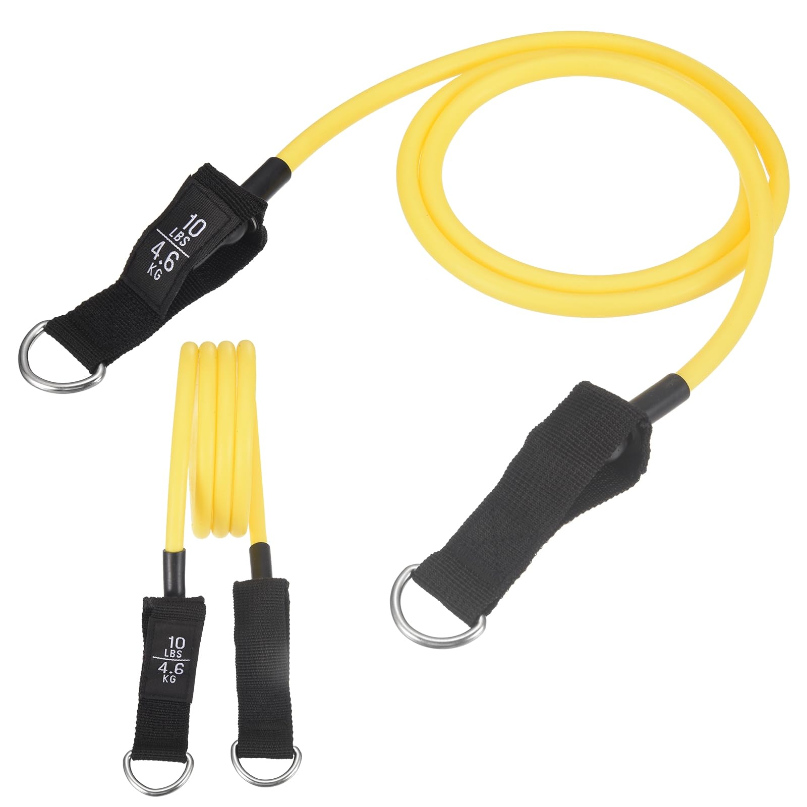 YELARXI Resistance Tube Band, Exercise Bands with Handles Stretch 10Lbs & 4 PCS & Latex & Yellow, Fitting for (Men/Women/Fitness/Strength Training/Gym Equipment/Work Out/Outdoor/Indoor)