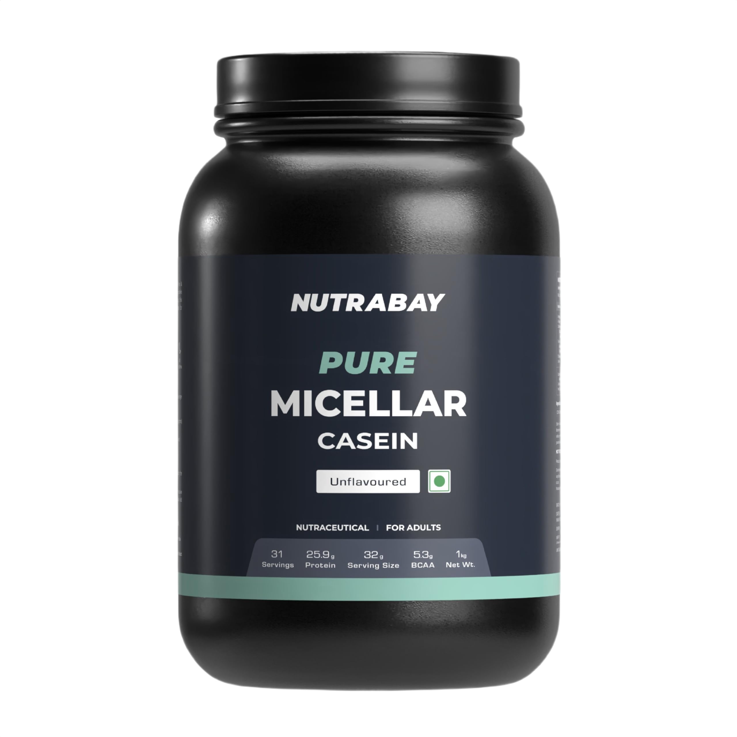 Pure 100% Micellar Casein Protein 25.9g Protein, 5.5g BCAA per Serving – Slow Digesting Anti-Catabolic 100% Authentic Lean Muscle & Recovery – 1kg, Unflavoured