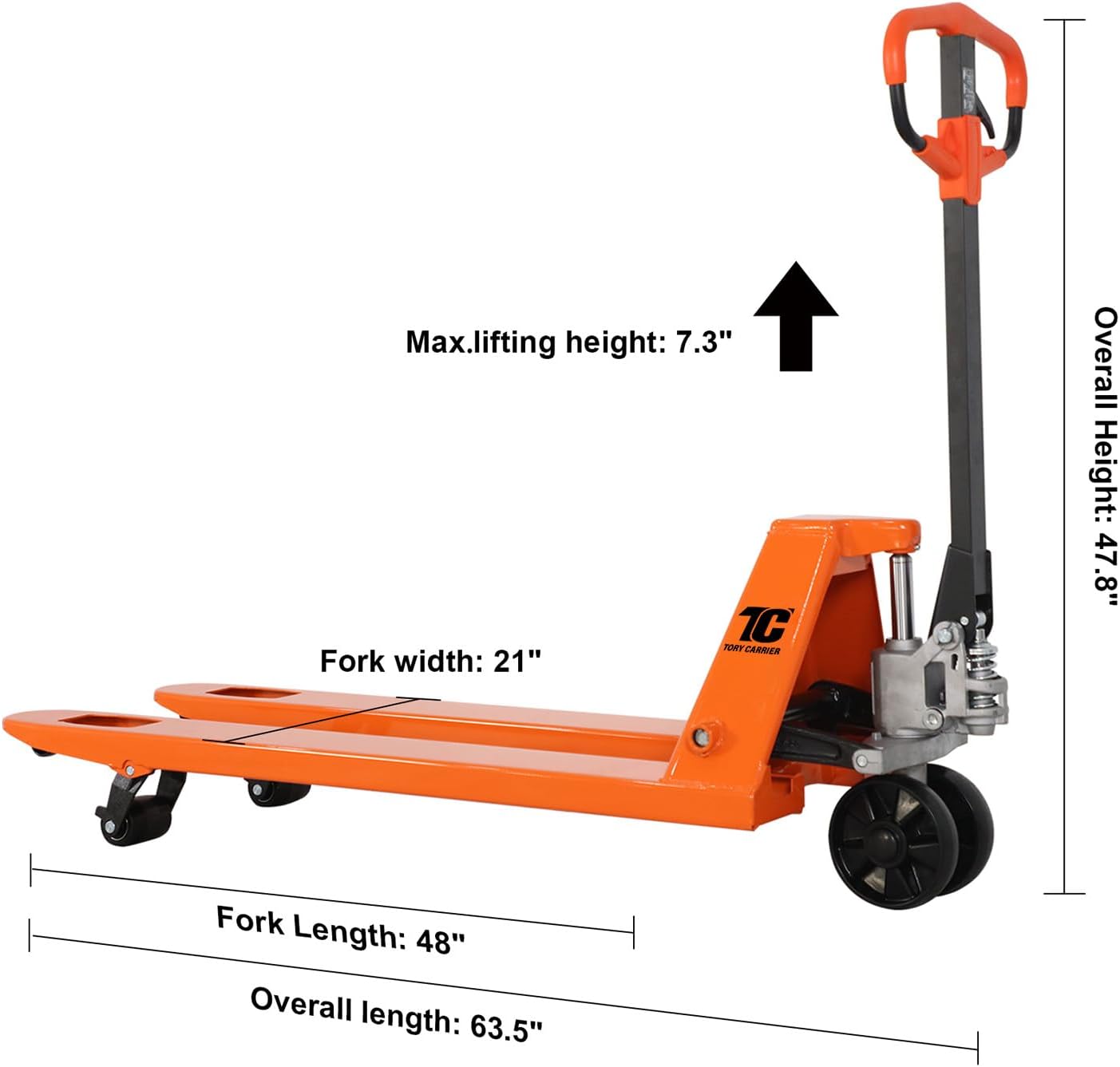 Tory Carrier Manual Pallet Truck - 5500LBS High - Capacity, 21" x 48" Forks, Industrial - Grade Heavy - Duty Solution for Efficient Warehouse & Factory Material Handling