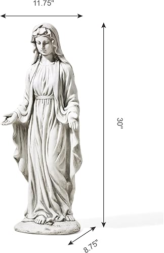 Miniatura 2 de Glitzhome GH50521 - Estatua religiosa de decoración de jardín de la Virgen María, 31 pulgadas, beige antiguo